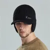 Ball Caps Men Autumn Ear Protection Warmth Peaked Cap Winter Knitted Earflap Hat Outdoor Cycling Casual Fashion Sunhat Bomber Hats
