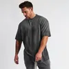 Męskie koszule Tem Summer 2023 Koszula do biegania moda solidna fitness Men Hip Hop krótki rękaw Casual Cotton Top Streetwear