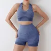 Chándales de mujer Conjunto de yoga sin costuras Trajes de gimnasio Crop Top Shorts 2 piezas Sujetador deportivo sexy Pantalones de mujer Ropa de entrenamiento para correr Fitness