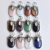 Pendant Necklaces Natural Stone Crystal Pendants Necklace Antique Silver Color Amethysts Black Onyx For Jewelry Making Moon Charm Gift 12pcs