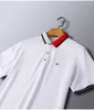 Polo da uomo T-shirt polo con logo ricamato traspirante per uomo Colletto colorato Casual Slim Fit Manica corta Top estivo di lusso Designer Brand Bianco