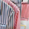 Women's Sleepwear 2 Pieces Set Pajamas For Women Striped Fashion Elegant Satin Silk Pjs Sleeping Lounge Wear Home Suit