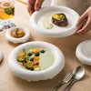 Płytki Kreatywny ceramiczny czysty biały rozbiegłowy miska domowa talerz sałatkowy sałatka owoce śniadaniowe