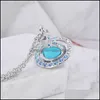 Anh￤nger Halsketten West Kaiser Witwe Vivian sier 10mm See Blau Perlenverlauf wei￟e Stein Orbit Erde Planet Halskette Frau Drop Dhab9