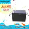 Land Voyager 24V 100Ah LiFePO4 Аккумулятор для гольфа для вилочного погрузчика, водонепроницаемый аккумулятор, инвертор, солнечная система, лодочный мотор