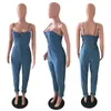 Broek zomer 2023 sexy spaghetti riem backless jeans denim jumpsuit playsuit playsuit mode bodycon rompers overalls plus size outfits