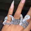 Anneaux de mariage 14 Styles bague de promesse d'éternité Zircon couleur argent bande de déclaration pour femmes hommes bijoux cadeau