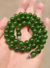 Colares de pingentes colar de jade verde natural Jasper 10mm Miãos Jóias Jadeite Men Long 108