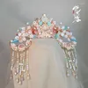 Party Supplies Banquet Qionglin Archaistic Headdress Duobao Pink Crystal Pearl Large Garland Tassel Suit Hanfu Bo Temple Hair Accessories