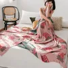 Blankets Summer 4 Layers Breathable Bamboo Fiber Cotton Blanket Gauze Towel Quilt Dual-sided Pattern Bed Sheet Cover Soft