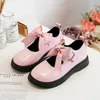 Flat Shoes Girls Leather Large Children Wedding Dress Princess Fashion Kids Bow-knot Black Student Soft-soled Performance