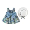 Meisje jurken peuter meisjes zomer kinderen kleding mouwloze bowknot brievenhoedgeborene babykleding jurk