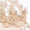 Party Decoration 1Set 2 Types Christmas Series Creative Wooden Desktop Decorations Kids Gifts Diy Toys Wood Crafts Year Home Supplie Dhchm