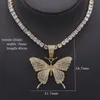 Pendant Necklaces Luxury Iced Out Bling Hip Hop Women Jewelry Cz Tennis Chain Butterfly Charm Choker Gold Plated Zircon Punk Necklace