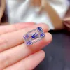 Anelli a grappolo Il regalo di nozze Gemma di tanzanite per le donne Anello di fidanzamento femminile in argento sterling 925 massiccio