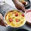 Plates Nordic Ceramic Binaural Pizza Dish Round Steak Plate Creative Kitchen Tableware Microwave Oven Flat Dessert Baking Tools