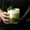 ワイングラス300ml熱耐性ガラスカップストレートストライプアイスラッテアメリカーノ日本の垂直ウォーターミルクコーヒーマグ