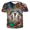 Camisetas masculinas 2023 Summer 3d Impressão Ocean Cenário colorido Homens e mulheres Design criativo Fantasia romântica