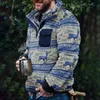 Men's Hoodies & Sweatshirts Winter Fleece Pullover Sweatshirt Jackets Button Collar Warm Sweater Coat Printed