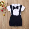 Clothing Sets Summer Toddler Boys Gentleman Suit Infant Kids Short Sleeve Bow Tie Shirt Suspender Shorts Casual Baby Boy Clothes Outfits