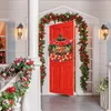 Decorative Flowers Modern Christmas Decorations Window Props 2023 Red Flower Iron Ring Wreath Wooden Sign Home Decoration
