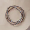 Strand Natural Crystal Grey Moonstone Labradorite Perle rotonde Ornament fai-da-te Tre cerchi Bracciale multi-wrap