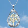 Pendant Necklaces Tree Of Life Necklace Water Drop Crystal For Women Man Trendy Zinc Alloy Jewelry Party Gifts