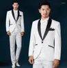 Herrdräkter vita mens kostym bröllopsklänning 2023 ankomst män smal passar brudgummen senaste kappa byxa design slips