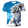 Men's T Shirts 2023 Fashion Rich Tiger 3D Color Printing Oversized T-shirt Summer Short-Sleeved Casual Sports Top