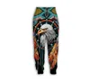 Hip Hop Sportwear Punk Casual Loose Men Cool Print Native Indian Wolf 3D Pants 002