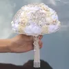 Fleurs décoratives Est Arrivé Crème Blanc Bouquets De Mariage Artificiels Cristal Bridemaid Pour La Décoration