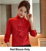 Kvinnors blusar skjortor Elegant Red Autumn Winter Long Sleeve For Women Business Work Wear Formal Ol Styles Blouse Shirt Topps kläder