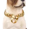 Colarinhos de cachorro Corrente de colarinho de aço inoxidável 14 mm de colar de petina de petróleo Treinamento de metal pitada de luxo para pitbulls cães grandes médios