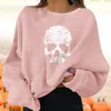 Femmes Hoodies Sweats Crâne Imprimer Surdimensionné Femmes Sweats Pull Oneck À Manches Longues Polaire Halloween Sweat Femme Automne Hiver Top 230113