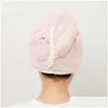 Toalla engrosada de doble capa Coral Fleece Magic Hair Dry Cap para mujeres niñas Baño Sombreros de baño Secado rápido Soft Lady Turban Drop D Dh4Le