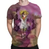 Camisetas masculinas Os sete pecados capitais 3D estampas de camiseta de grande porte de anime homens masculinos de manga curta masculino harajuku camisetas de manga curta adolescentes