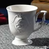 Filiżanki spodki europejski retro ceramiczny kubek i talerz Zestaw 350 ml spersonalizowany wytłoczony wzór Water Tea Mub