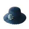 Chapeaux à large bord 2023 Chapeau Lady Fisherman's Spring Summer Beach Protection solaire Fleur Paille Bassin de loisirs coréen en gros