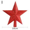 Christmas Decorations 10/15/20cm Tree Top Stars 3D Five-point Gold Powder Flash Star Merry Home Table Topper Xmas Decoration