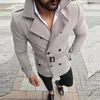 Erkek trençkotları erkek ceketler ince fit sosyal takım elbise üst rüzgarlık ceket sokak kıyafeti uzun kolu sonbahar kış sıcak resmi 2023 moda