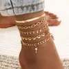 Fußkettchen Böhmen Shell Kette Fußkettchen Sets Für Frauen Pailletten Knöchel Armband Am Bein Fuß Trendy Sommer Strand Schmuck Geschenk