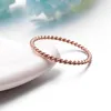 Anneaux De Mariage 1.5mm Mince En Acier Inoxydable 3 Couleurs Couple Simple Mode Spirale Bague Rose Or Argent Couleur Femmes Bijoux