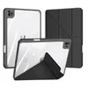 PU Leather Acrylic Clear Back Stand Smart Cover Pencil Holder for iPad Case 10.2 8th 9.7 Mini 6 7.9 2021 Pro 11 10.5 Air 1 2 3 4 5 With Pen Tray Transparent Back Shell