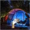 Décoration de fête Portable Extérieur Led Cam Lanterne Avec Ventilateur Charge Solaire Rechargeable Lumière Suspendue Tente Lampe Poisson Drop Livraison À La Maison Dhxjz