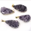 Pendentif Colliers Améthyste Naturelle Gouttelette D'eau Géode Orgone Pierre Gravier Violet Spécimen Minéral Quartz Brut Cristal Bijoux Accessoire