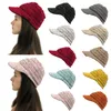 Bérets Women Hiver Bceie Chapeau chaud en tricot tricot Souchy Wool Capuchons avec Visor Crochet Caps