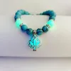 Bracelet Strand Turquoise Perles Hand String Yoga Énergie Lumineuse Lotus Sanskrit Stone239Q