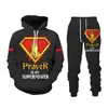 Men's Tracksuits Autumn Winter 3D Christian Warrior Printed Men's Hooded Sweater Set Sportswear Tracksuit Long Sleeve Clothing Suit