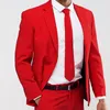 Herrar Slim Fit Red Casual Men Suit For Prom 2 Piece Wedding Tuxedo Custom Man Fashion Groomsmen kostymjacka med byxor