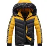 겨울 자켓 남자 2023 모피 칼라 후드 두꺼운 따뜻한 면화웨어 맨 패치 워크 파카와 코트 바람 에무있는 파카 남성 L-5XL 코트